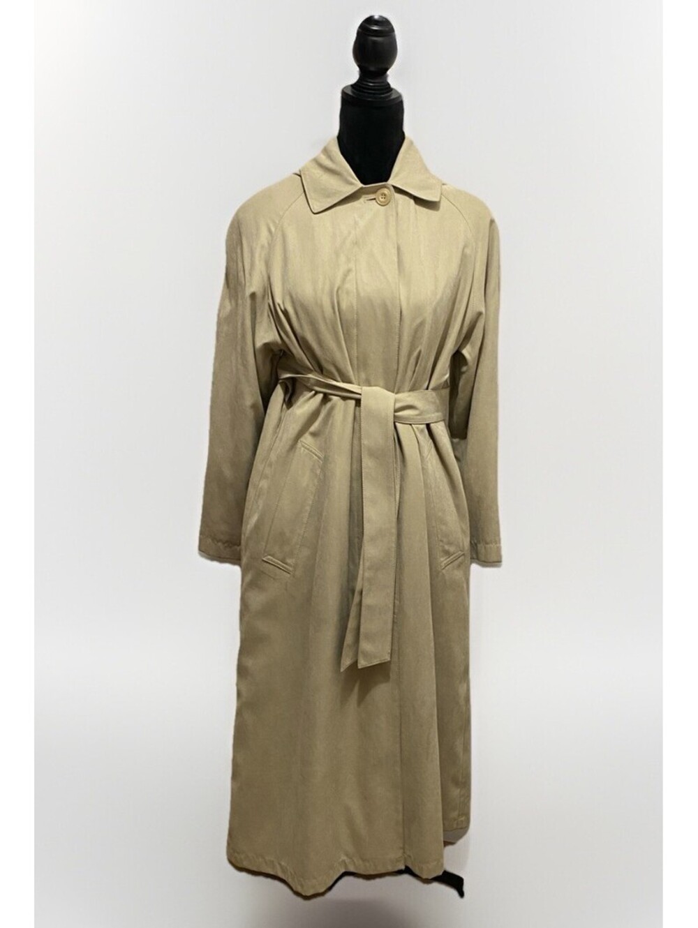 London Fog women’s PETITE small Trenchcoat Beige w/Belt Full Length Zip Out